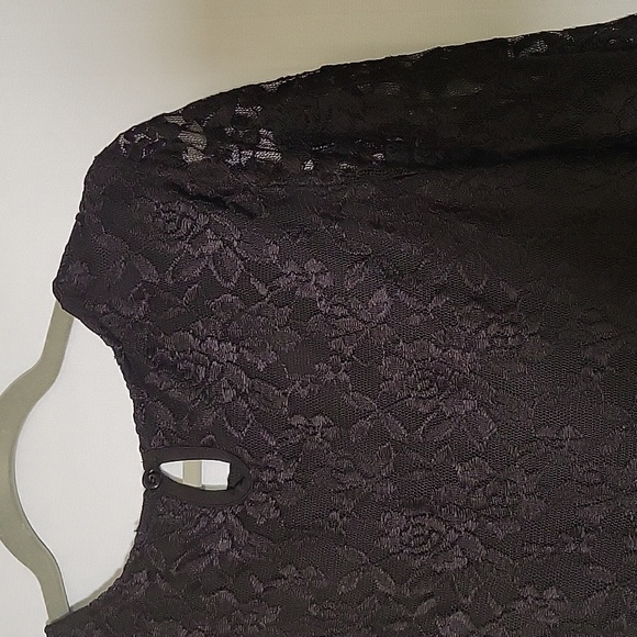 Rafaella Black Lace Peplum Top Petite Large - Picture 8 of 12